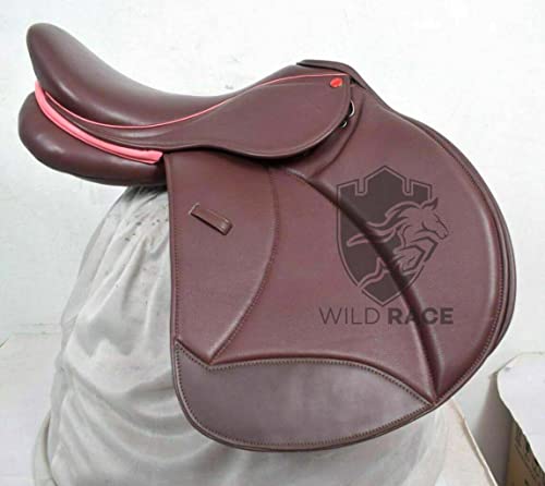 WILD RACE Leder-Springen/Close Contact, Double Flap Changeable Gulets Saddle. / Leather Jumping/Close Contact, Double Flap Changeable Gullets Saddle (18") von WILD RACE