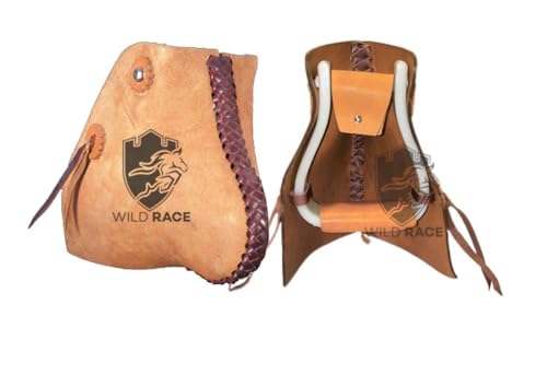 WILD RACE Neue Western-Tapaderos-Steigbügel-Sattel mit Blumenmuster, handgefertigt, genähtes Leder, robust, verkauft im Paar-Set (STYLE-01) von WILD RACE