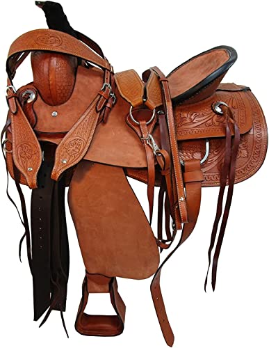 WILD RACE Premium Leder Western Roping Ranch Pferde Sattel/Premium Leather Western Roping Ranch Horse Saddle (14") von WILD RACE
