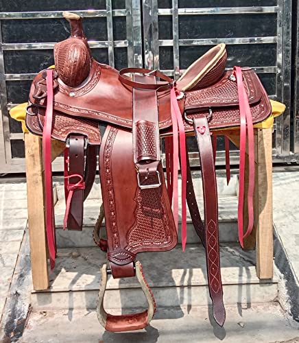 WILD RACE Premium Leder Western Roping Ranch Pferdesattel/Premium Leather Western Roping Ranch Horse Saddle (14") von WILD RACE