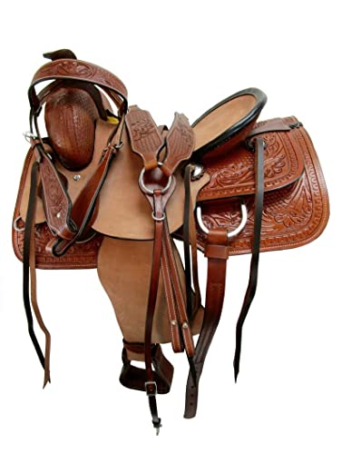 WILD RACE Premium Western-Leder-Rennpferdesattel/Premium Western Leather Racing Horse Saddle (15") von WILD RACE