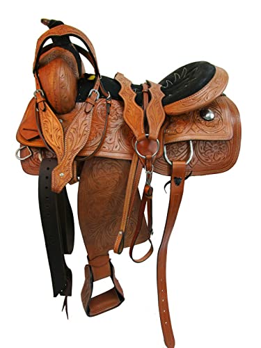 WILD RACE Premium Westernleder-Pferdesattel Wildledersitz/Premium Western Leather Horse Saddle Suede Seat (15") von WILD RACE