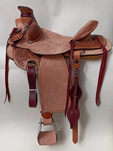 WILD RACE Rough Out Westernleder A Fork Wade Tree Roping Ranch Pferde Sattel/Rough Out Western Leather A Fork Wade Tree Roping Ranch Horse Saddle (18") von WILD RACE