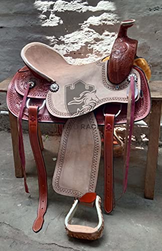 WILD RACE Western Natural Strip Leder Strip Down Roper Ranch Sattel/Western Natural Strip Leather Strip Down Roper Ranch Saddle (15") von WILD RACE