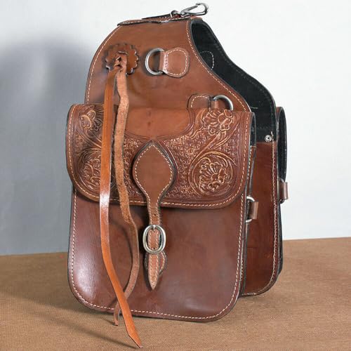 WILD RACE Western-Satteltasche aus Pferdeleder, strapazierfähig, für traditionelle Trail-Fahrten | Satteltasche | Pferdesatteltasche | Western-Satteltasche | Ledersatteltaschen für Pferde (STYLE-01) von WILD RACE