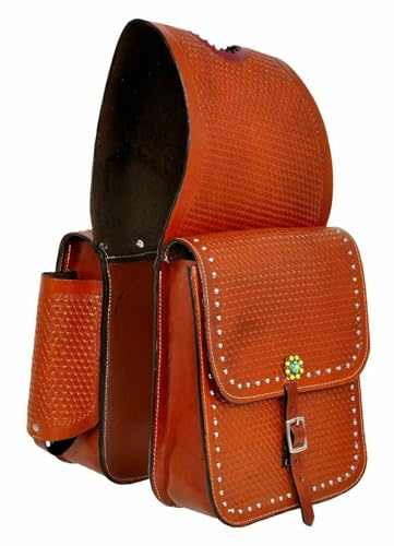 WILD RACE Western-Satteltasche aus Pferdeleder, strapazierfähig, für traditionelle Trail-Fahrten | Satteltasche | Pferdesatteltasche | Western-Satteltasche | Ledersatteltaschen für Pferde (STYLE-02) von WILD RACE