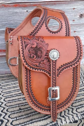 WILD RACE Western-Satteltasche aus Pferdeleder, strapazierfähig, für traditionelle Trail-Fahrten | Satteltasche | Pferdesatteltasche | Western-Satteltasche | Ledersatteltaschen für Pferde (STYLE-21) von WILD RACE