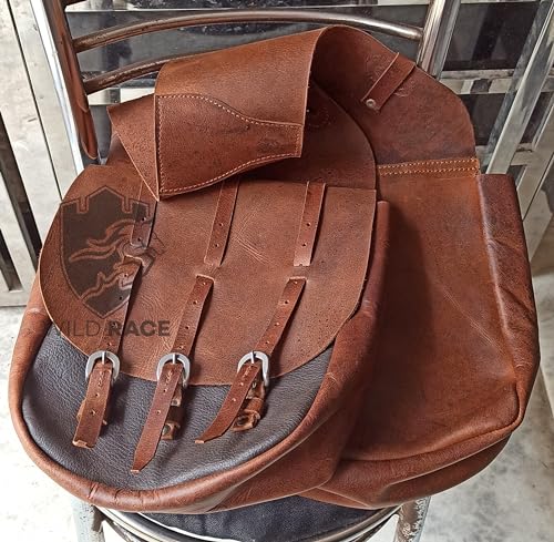 WILD RACE Western-Satteltasche aus Pferdeleder, strapazierfähig, für traditionelle Trail-Fahrten | Satteltasche | Pferdesatteltasche | Western-Satteltasche | Ledersatteltaschen für Pferde (STYLE-25) von WILD RACE