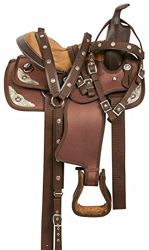 WILD RACE Wunderschöner Designer-Westernsattel aus synthetischem Barrel Racing/Beautiful Designer Synthetic Western Barrel Racing Western Saddle (12", Brown) von WILD RACE