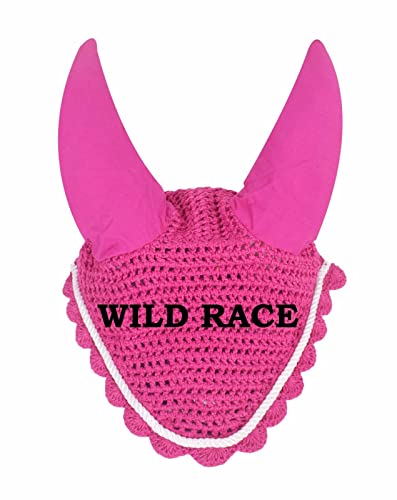 WILDRACE Pferde-Fliegenschleier/Ohrhaube/Maske/Netz/Häkeln (voll, dunkelrosa) von WILD RACE