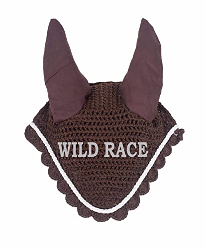 Wildrace Fliegenhaube für Pferde, Maske, Netz, Häkelarbeit (Cob, Braun) von WILD RACE