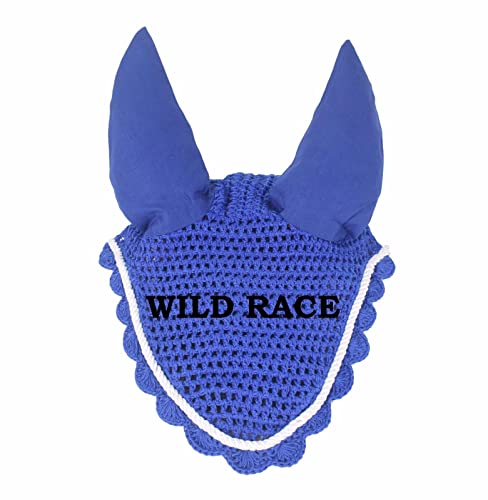 Wildrace Fliegenhaube für Pferde, Ohrenhaube, Maske, Netz, gehäkelt, Königsblau von WILD RACE