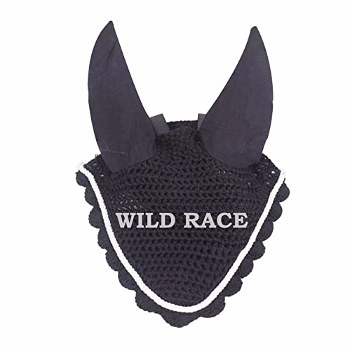 Wildrace Fliegenhaube für Pferde, Ohrenhaube, Maske, Netz, gehäkelt, Schwarz von WILD RACE