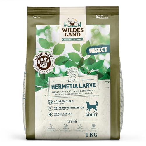 Wildes Land Pawprint - Insect - 1 kg - Hermetia Larve mit Kartoffeln, Erbsen und Wildkräutern von WILDES LAND