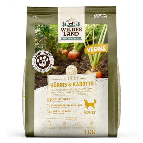 Pawprint - Veggie - 1 kg - Kürbis & Karotte mit frischem Gemüse & Wildkräutern von WILDES LAND