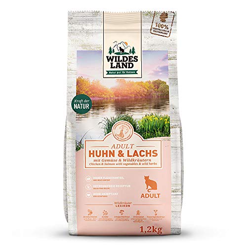 Wildes Land - 4 x 1,2 kg - Trockenfutter für Katzen - Huhn und Lachs - Getreidefreie Rezeptur - Hoher Fleischanteil - In Deutschland zubereitet - Hoher Eiweißanteil - Natürliche Zutaten Wildes Land - 4 x 1,2 kg - Trockenfutter für Katzen - Huhn und Lachs - Getreidefreie Rezeptur - Hoher Fleischanteil - In Deutschland zubereitet - Hoher Eiweißanteil - Natürliche Zutaten von WILDES LAND
