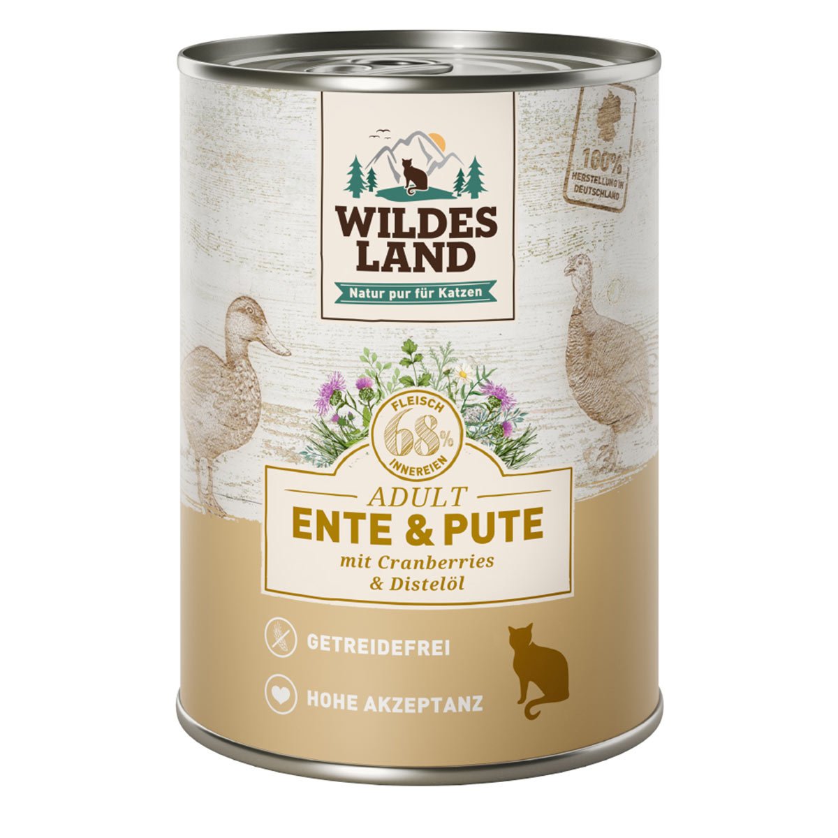 Wildes Land Ente und Pute mit Cranberries 6x400 g von WILDES LAND