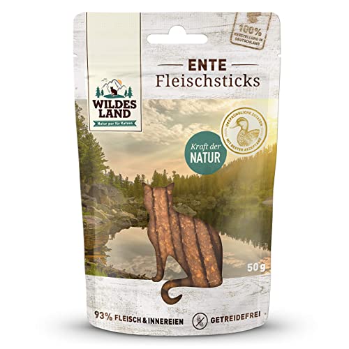 Wildes Land - Fleischsticks Ente - 9 x 50 g - Snack - Katzensnack von WILDES LAND