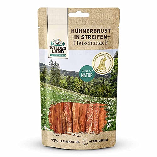 Wildes Land - Hühnerbrust in Streifen - 7 x 70 g - Hundesnack - Hundefutter - Getreidefrei von WILDES LAND