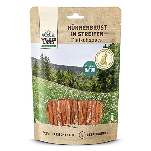 Wildes Land - Hühnerbrust in Streifen - 8 x 200 g - Hundesnack - Hundefutter - Getreidefrei von WILDES LAND