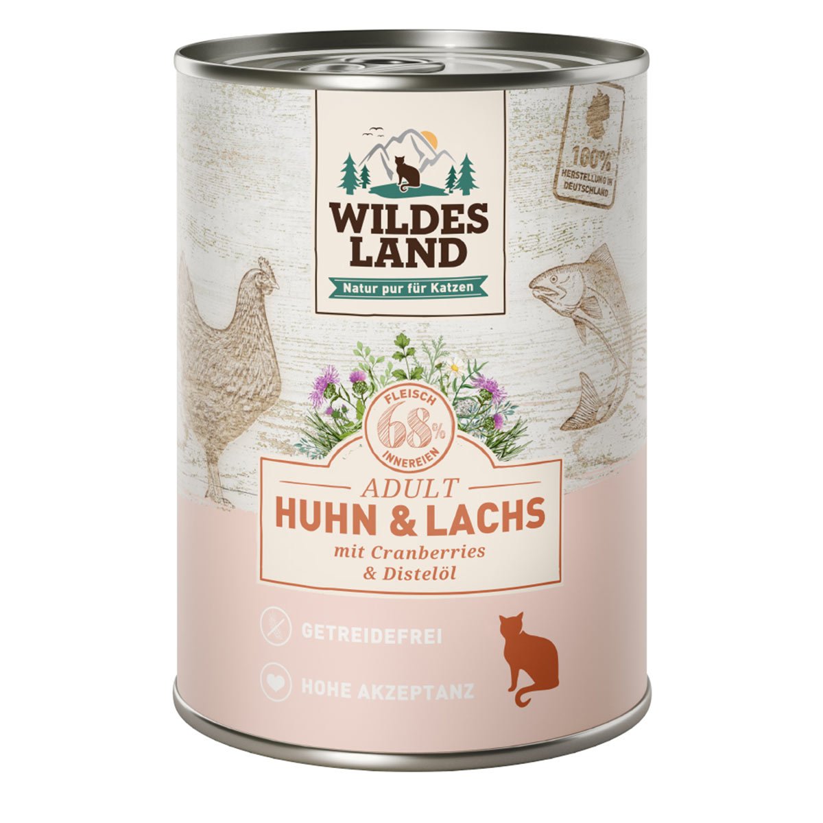 Wildes Land Huhn und Lachs mit Cranberries 6x400 g Wildes Land Huhn und Lachs mit Cranberries 6x400 g von WILDES LAND