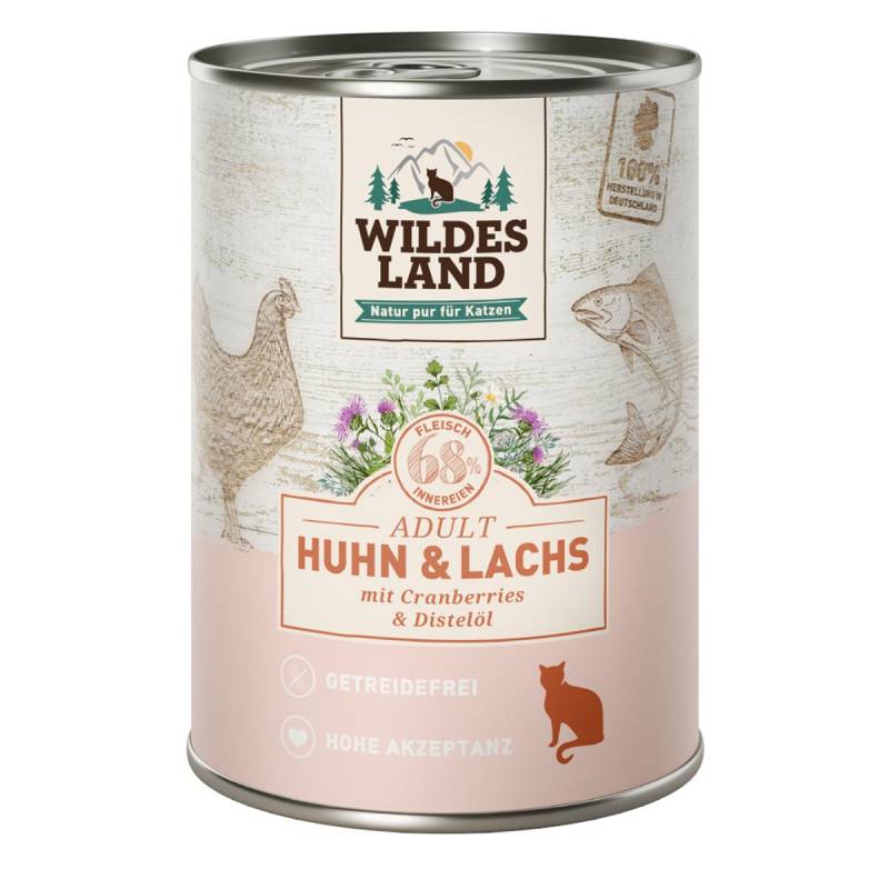 Wildes Land Huhn und Lachs mit Cranberries 6x400 g von WILDES LAND