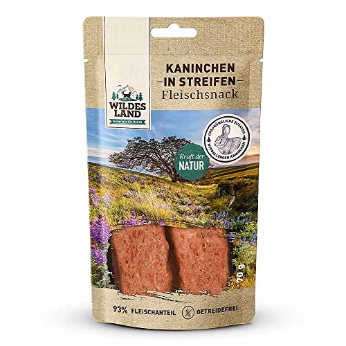 Wildes Land - Kaninchenfleisch in Streifen - 7 x 70 g - Hundesnack - Hundefutter - Getreidefrei von WILDES LAND