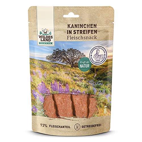 Wildes Land - Kaninchenfleisch in Streifen - 8 x 200 g - Hundesnack - Hundefutter - Getreidefrei Wildes Land - Kaninchenfleisch in Streifen - 8 x 200 g - Hundesnack - Hundefutter - Getreidefrei von WILDES LAND