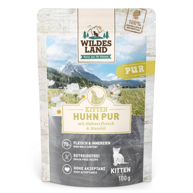 Wildes Land Kitten Huhn PUR mit Distelöl 12x100 g von WILDES LAND