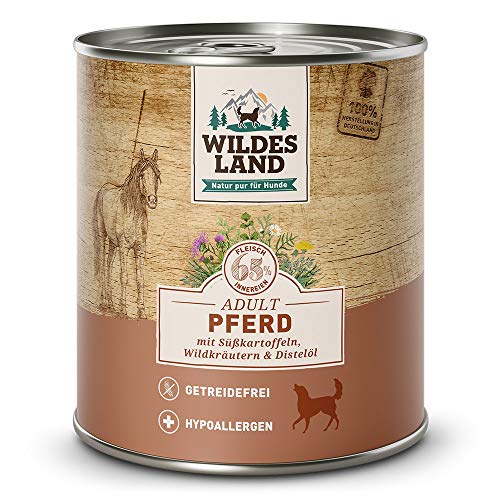 Wildes Land - Nassfutter für Hunde - Nr. 3 Pferd - 6 x 800 g - mit Süßkartoffeln, Wildkräutern & Distelöl - Glutenfrei - Extra viel Fleisch - Beste Akzeptanz und Verträglichkeit Wildes Land - Nassfutter für Hunde - Nr. 3 Pferd - 6 x 800 g - mit Süßkartoffeln, Wildkräutern & Distelöl - Glutenfrei - Extra viel Fleisch - Beste Akzeptanz und Verträglichkeit von WILDES LAND