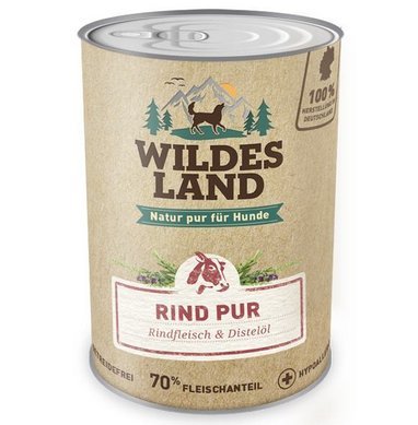 Wildes Land - Nassfutter für Hunde - Rind PUR - 6 x 800 g - mit Distelöl - Getreidefrei - Extra hoher Fleischanteil von 70% - Beste Akzeptanz und Verträglichkeit Wildes Land - Nassfutter für Hunde - Rind PUR - 6 x 800 g - mit Distelöl - Getreidefrei - Extra hoher Fleischanteil von 70% - Beste Akzeptanz und Verträglichkeit von WILDES LAND