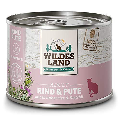 Wildes Land - Nassfutter für Katzen - Nr. 1 Rind & Pute - 12 x 200 g - Getreidefrei - Extra viel Fleisch - Beste Akzeptanz und Verträglichkeit von WILDES LAND