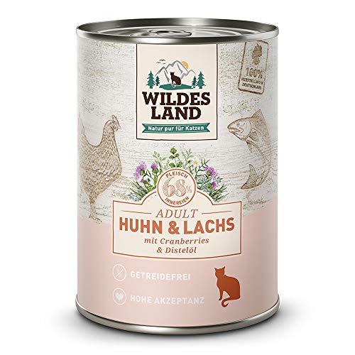 Wildes Land - Nassfutter für Katzen - Nr. 2 Huhn & Lachs - 6 x 400 g - Getreidefrei - Extra viel Fleisch - Beste Akzeptanz und Verträglichkeit Wildes Land - Nassfutter für Katzen - Nr. 2 Huhn & Lachs - 6 x 400 g - Getreidefrei - Extra viel Fleisch - Beste Akzeptanz und Verträglichkeit von WILDES LAND
