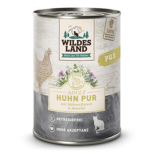 Wildes Land - Nassfutter für Katzen - Nr. 3 Huhn PUR - 6 x 400 g - Getreidefrei - Extra viel Fleisch - Beste Akzeptanz und Verträglichkeit von WILDES LAND