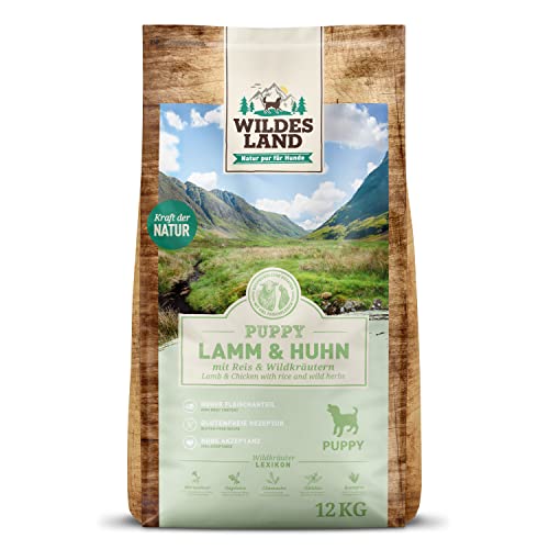 Wildes Land - Nr. 10 Lamm und Huhn - 12 kg - mit Reis und Wildkräutern - Glutenfrei - Trockenfutter für Hunde - Hundefutter mit hohem Fleischanteil - Hohe Verträglichkeit von WILDES LAND