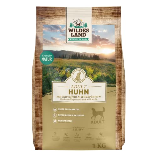 Wildes Land - Nr. 11 Huhn - 1 kg - mit Kartoffeln und Wildkräutern - Glutenfrei - Trockenfutter für Hunde - Hundefutter mit hohem Fleischanteil - Hohe Verträglichkeit Wildes Land - Nr. 11 Huhn - 1 kg - mit Kartoffeln und Wildkräutern - Glutenfrei - Trockenfutter für Hunde - Hundefutter mit hohem Fleischanteil - Hohe Verträglichkeit von WILDES LAND