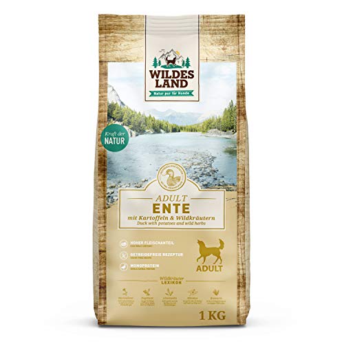 Wildes Land - Nr. 2 Ente - 1 kg - mit Kartoffeln und Wildkräutern - Glutenfrei - Trockenfutter für Hunde - Hundefutter mit hohem Fleischanteil Hohe Verträglichkeit Wildes Land - Nr. 2 Ente - 1 kg - mit Kartoffeln und Wildkräutern - Glutenfrei - Trockenfutter für Hunde - Hundefutter mit hohem Fleischanteil Hohe Verträglichkeit von WILDES LAND