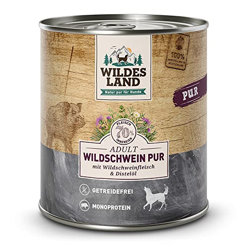 Wildes Land - PUR Wildschwein - 12 x 800 g - Nassfutter - Hundefutter von WILDES LAND