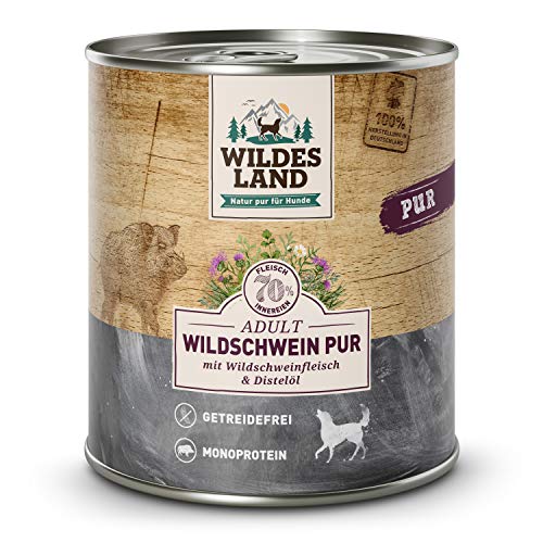 Wildes Land - PUR Wildschwein - 6 x 400 g - Nassfutter - Hundefutter von WILDES LAND