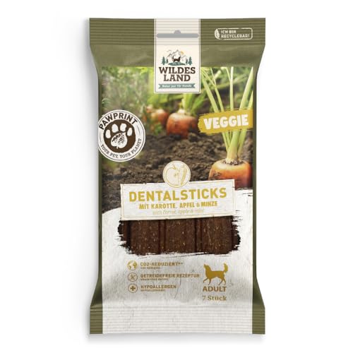 Wildes Land Pawprint - Dentalsticks mit Karotte, Apfel & Minze - Vegetarischer Hundesnack von WILDES LAND