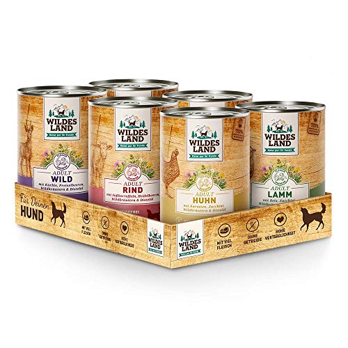 Wildes Land - Probierpaket - 6 x 400 g - Hundefutter - Nassfutter Wildes Land - Probierpaket - 6 x 400 g - Hundefutter - Nassfutter von WILDES LAND