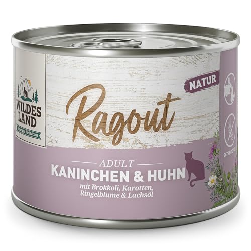 Wildes Land - Ragout Kaninchen & Huhn mit Brokkoli, Karotten, Ringelblume und Lachsöl | Natur - 6x180g - Nassfutter Wildes Land - Ragout Kaninchen & Huhn mit Brokkoli, Karotten, Ringelblume und Lachsöl | Natur - 6x180g - Nassfutter von WILDES LAND