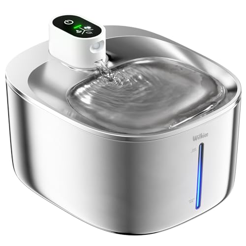 WILKIEE Trinkbrunnen für Katze,4,1L Katzenbrunnen Kabellos mit Bewegungsmelder, 4000mAh, Leise Wasserpumpe, Wasserwanne aus Edelstahl für Katzen/Hunde WILKIEE Trinkbrunnen für Katze,4,1L Katzenbrunnen Kabellos mit Bewegungsmelder, 4000mAh, Leise Wasserpumpe, Wasserwanne aus Edelstahl für Katzen/Hunde von WILKIEE