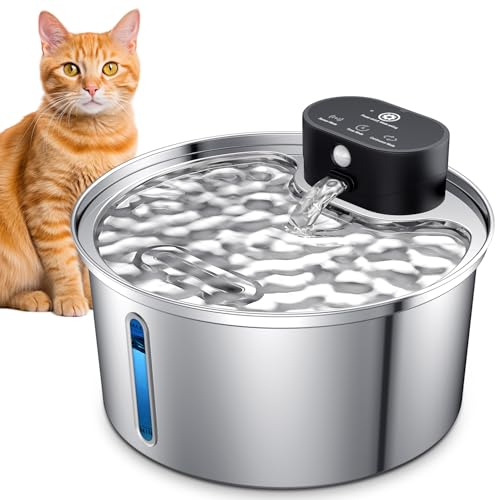 Katzenbrunnen, 3.2L Trinkbrunnen für Katze Kabellos Edelstahl, Leise Katzen Trinkbrunnen mit Transparentes Fenster,Katzentrinkbrunnen, Katzenbrunnen für Katzen,Sensor Cat Fountain,Spülmaschinenfest Katzenbrunnen, 3.2L Trinkbrunnen für Katze Kabellos Edelstahl, Leise Katzen Trinkbrunnen mit Transparentes Fenster,Katzentrinkbrunnen, Katzenbrunnen für Katzen,Sensor Cat Fountain,Spülmaschinenfest von WILLONG