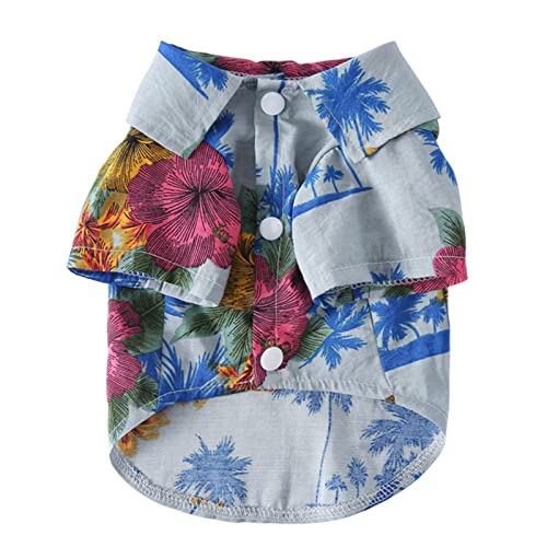 WINDEHAO Sommer-Haustier-Hundekleidung, hawaiianischer Stil, Blatt, Gänseblümchen-Blumenmuster, für Welpen, Chihuahua (XL, S11-Blau) von WINDEHAO