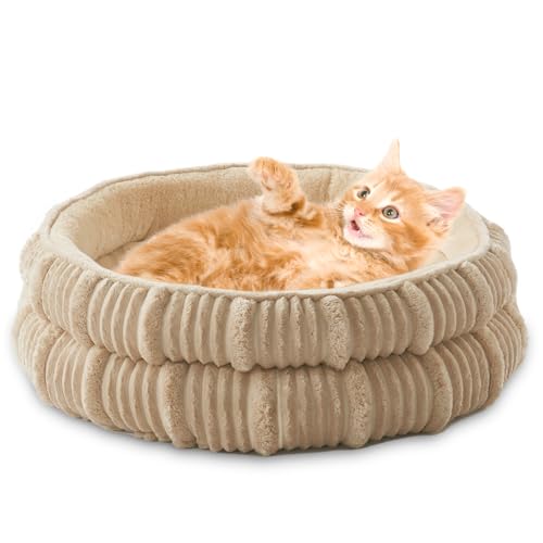 Katzenbetten für Hauskatzen, Kätzchenbett, Hundebett für extra kleine Hunderassen, Welpenhütte, bequemes, langlebiges Haustier-Schlafbett, waschbares Katzenbett und rutschfeste Unterseite, Beige, 45,7 Katzenbetten für Hauskatzen, Kätzchenbett, Hundebett für extra kleine Hunderassen, Welpenhütte, bequemes, langlebiges Haustier-Schlafbett, waschbares Katzenbett und rutschfeste Unterseite, Beige, 45,7 von WINDRACING
