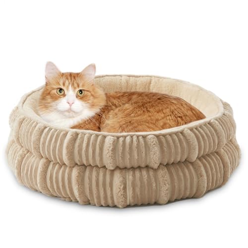 Katzenbetten für Hauskatzen, Kätzchenbett, Hundebett für kleine Hunderassen, Welpenhütte, bequemes, langlebiges Haustier-Schlafbett, waschbares Katzenbett und rutschfeste Unterseite, Beige, 50,8 x Katzenbetten für Hauskatzen, Kätzchenbett, Hundebett für kleine Hunderassen, Welpenhütte, bequemes, langlebiges Haustier-Schlafbett, waschbares Katzenbett und rutschfeste Unterseite, Beige, 50,8 x von WINDRACING