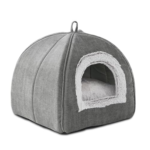 Katzenhöhlenbetten für Hauskatzen, 2-in-1-Katzenlochbett, weiches und warmes Katzenzelt, Katzen-Tipi, rutschfeste Unterseite, Katzenhaus-Zelt mit abnehmbarem, waschbarem, gepolstertem Kissen Katzenhöhlenbetten für Hauskatzen, 2-in-1-Katzenlochbett, weiches und warmes Katzenzelt, Katzen-Tipi, rutschfeste Unterseite, Katzenhaus-Zelt mit abnehmbarem, waschbarem, gepolstertem Kissen von WINDRACING