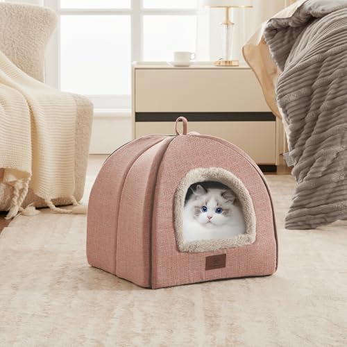 WINDRACING Katzenbett für Indoor-Katzen – Katzenhöhlenbett, Katzenhaus, Katzenzelt mit abnehmbarem, waschbarem, gepolstertem Kissen, weiches und selbstständiges Kätzchenbett, Katzenbetten und Möbel von WINDRACING