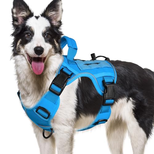 WINGOIN Blaues Taktisches Hundegeschirr für große mittelgroße Hunde, kein Ziehen, verstellbares Haustiergeschirr mit Griff, reflektierend, K9, Militärdienst, Hundeweste für Spaziergänge, Wandern, WINGOIN Blaues Taktisches Hundegeschirr für große mittelgroße Hunde, kein Ziehen, verstellbares Haustiergeschirr mit Griff, reflektierend, K9, Militärdienst, Hundeweste für Spaziergänge, Wandern, von WINGOIN